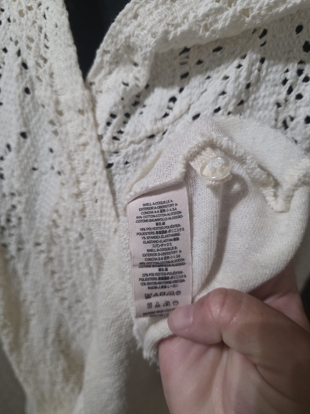 Free People Cream Crochet Hooded Cardigan - Picture 5 of 6